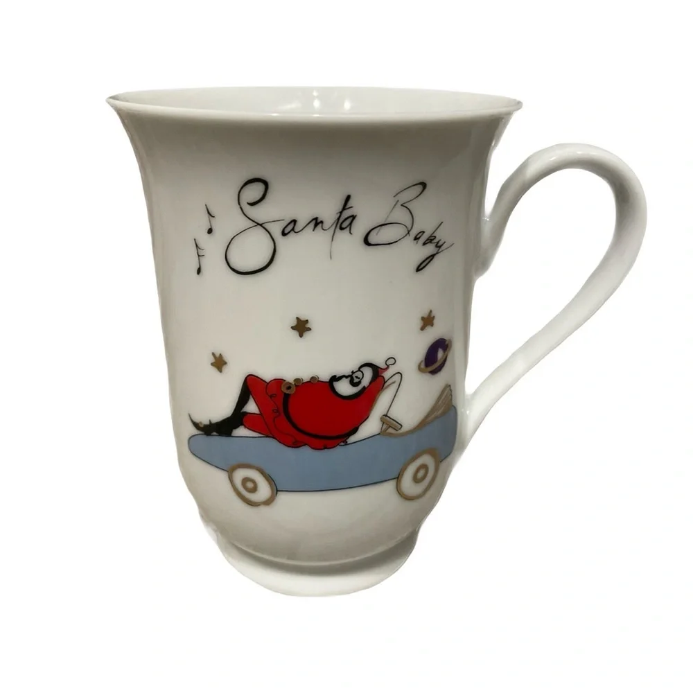 ❤️ POTTERY BARN SANTA BABY CHRISTMAS HOLIDAY COFFEE MUG VINTAGE NEW